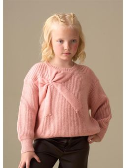 ANGEL & ROCKET - Arya Knitted Bow Sweatshirt - Pink