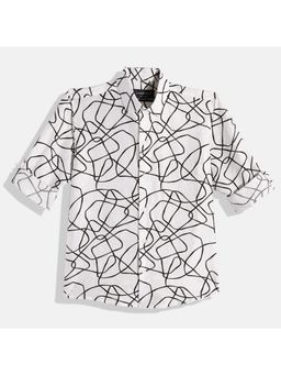 CHARCHIT - Boys Full Sleeves Abstract Printed Casual Shirt - White