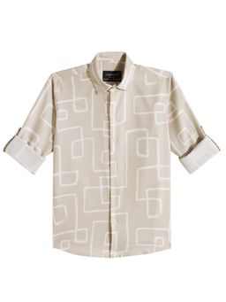 CHARCHIT - Boys Full Sleeves Printed Casual Shirt - Cream
