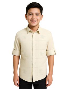 CHARCHIT - Boys Full Sleeves Embroidered Solid Shirt - Cream