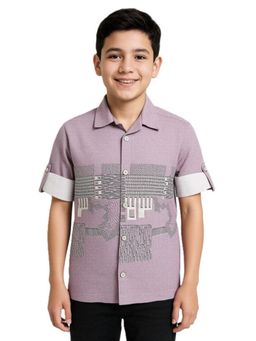 CHARCHIT - Boys Full Sleeves Printed Shirt - Lavender