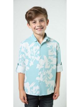 CAVIO - Boys Cotton Full Sleeves Floral Pattern Casual Shirt - Blue