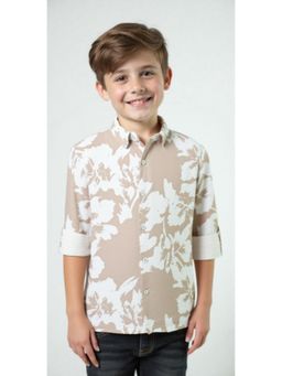 CAVIO - Boys Cotton Full Sleeves Floral Pattern Casual Shirt - Cream