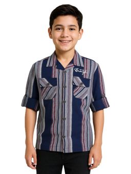 CAVIO - Boys Full Sleeves Striped Shirt - Maroon