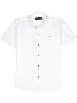 CAVIO - Boys Half Sleeves Textured Solid Shirt - White