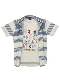 CAVIO - Boys Striped Casual Half Shirt & T-Shirt - Blue