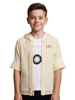 CAVIO - Boys Solid Casual hooded Shirt & T-Shirt - Yellow
