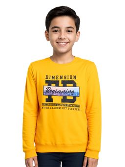 CAVIO - Boys Regular Fit Graphic Print Full Sleeve Sweatshirt - Yellow
