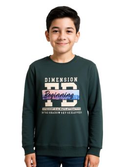 CAVIO - Boys Regular Fit Graphic Print Full Sleeve Sweatshirt - Green