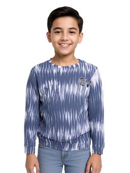 CAVIO - Boys Full Sleeves Tie & Dye Printed Sweatshirt - Blue