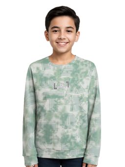 CAVIO - Boys Full Sleeves Tie & Dye Round Neck Sweatshirt - Green