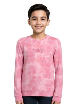 CAVIO - Boys Full Sleeves Tie & Dye Round Neck Sweatshirt - Pink