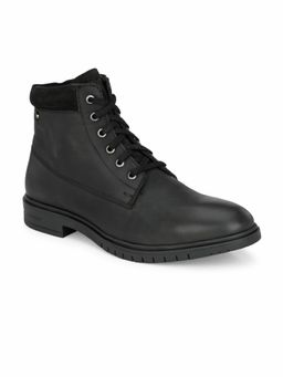 Delize - Men's Black Solid Derby Ankle Boots