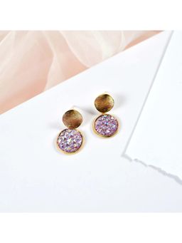 Salty - Geometry Purple Starry Sky Crystal Gold Drop Earrings