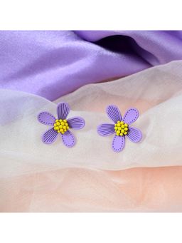Salty - Summer Candy Purple Daisy Flower Stud Earrings