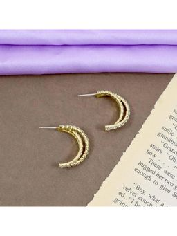 Salty - Crystal Criss-Cross Double Hoop Gold Earrings