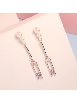 Salty - Purple Stone Fork Drop Earrings