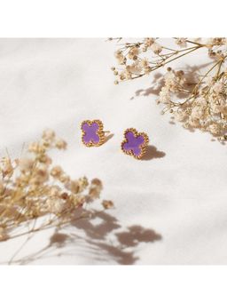 Salty - Plum Lucky Clover Studs Earrings