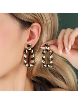 Salty - Gleaming Black Luxury Gold Earring