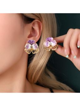 Salty - Metallic Flower Luxury Gold Earring