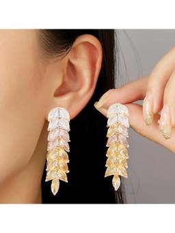 Salty - Leaf Golden Tassel Earrings - Yellow