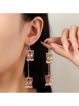 Salty - Serene Pearl Lotus Drops Earring