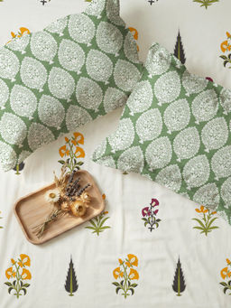Urban Space - Regal 220 Tc Cotton Bedsheets For Double Bed - High Garden Yellow