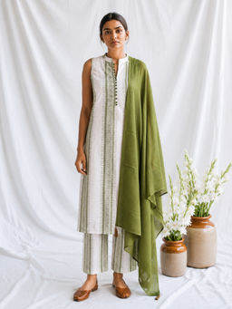 MAAND - Womens Pure Cotton Printed A-Line Kurta with Pant and Dupatta