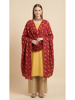 MUFFLY - Maroon Chinon Tassel Border Dupatta