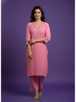 SPAN - Women Pink Casual Kurta with Pant