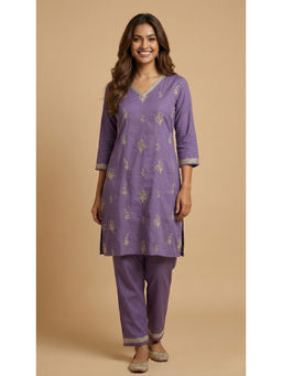 SPAN - Women Lavender Casual Kurta with Pant