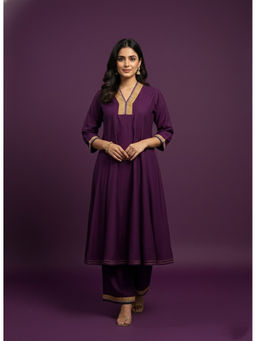 SPAN - Women Purple Casual Anarkali Kurta with Pant