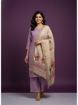 SPAN - Women Lavender Festive Kurta with Pant and Dupatta