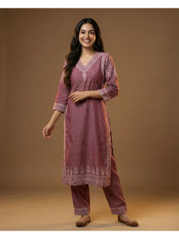 SPAN - Women Magenta Casual Kurta with Pant