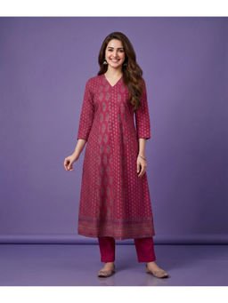 SPAN - Women Pink Festive Anarkali Kurta with Pant and Dupatta