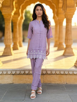 Rangita - Women Lavender Embroidered Kurta with Pant