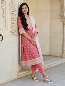 Rangita - Women Pink Anarkali Kurta with Pant and Dupatta
