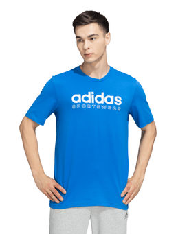 adidas - M LIN GRFX TEE Men Blue Sports T-Shirt