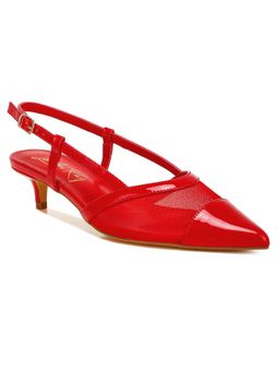 London Rag - Red Mesh Slingback Kitten Heel Mules