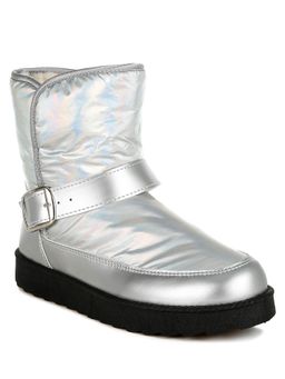 London Rag - Silver Buckle Strap Puffy Ankle Boots