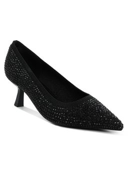 London Rag - Black Breathable Flyknit Rhinestone Pumps