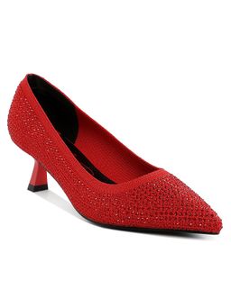 London Rag - Red Breathable Flyknit Rhinestone Pumps