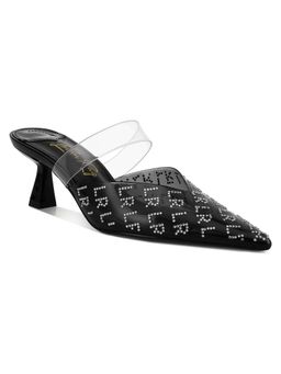 London Rag - Black Pointed Toe Kitten Heel Mules