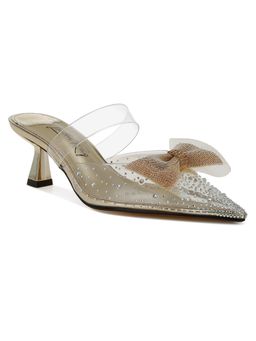 London Rag - Gold Embellished Bow Kitten Heel Mules