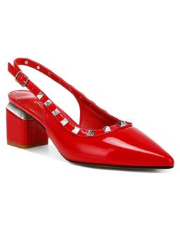 London Rag - Red Stud Embellished Slingback Mules