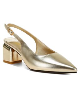 London Rag - Gold Metallic Faux Leather Slingback Mules
