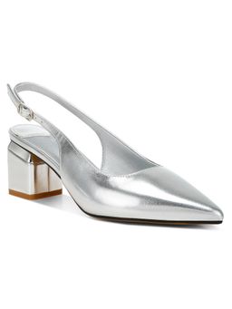 London Rag - Silver Metallic Faux Leather Slingback Mules