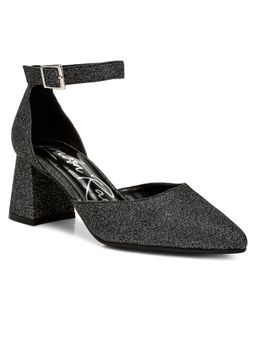 London Rag - Black Glitter Block Heel Sandals