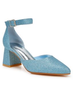 London Rag - Blue Glitter Block Heel Sandals