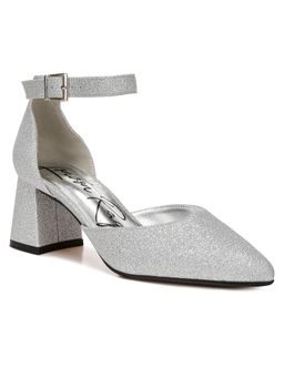 London Rag - Silver Glitter Block Heel Sandals